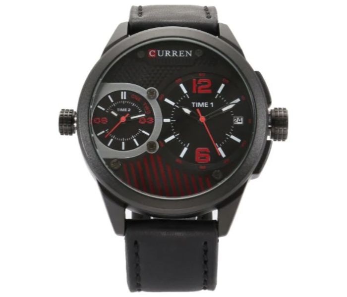 Curren 8249 Business Quartz Watch For Men Black And Red - Zoom Image