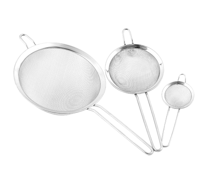 Royalford RF8969 3 Pieces Stainless Steel Mesh Strainer - Silver - Zoom Image 1