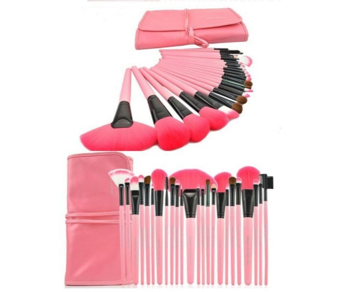 Cosmetic Makeup Beauty Brushes 22 Piece with Leather Case Pouch CM016 Pink - Zoom Image 2