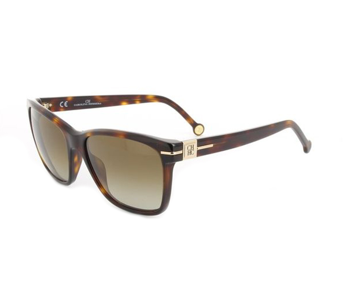 Carolina Herrera SHE606 04AP Oval Yellow & Brown Havana Frame and Brown Mirrored Sunglasses for Women - Zoom Image 1