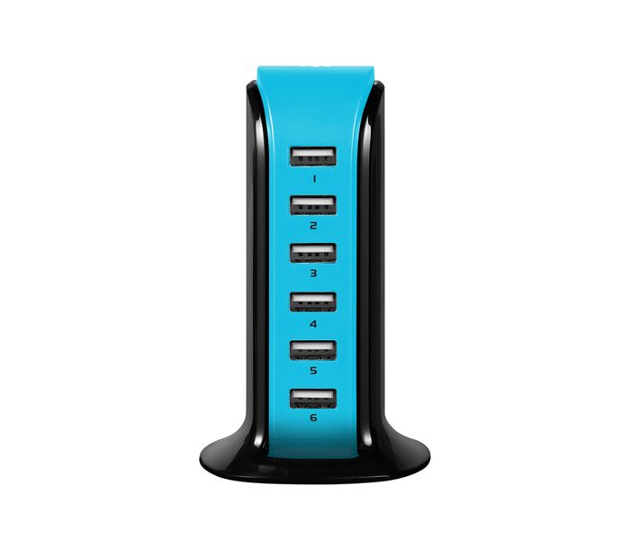 Promate PowerBase 8000mAh Ultra Fast AC Charging Station with 6 USB Ports, Black - Zoom Image 1