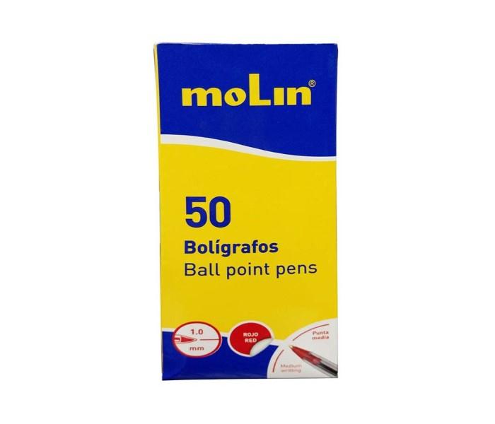 Molin BCS180-50-2 Box Of 50 Ball Point Pen Red, Clear - Zoom Image