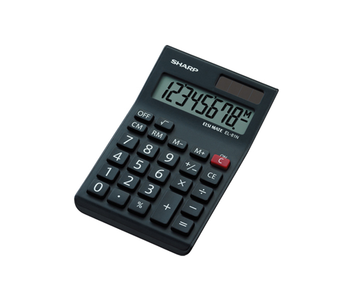 Sharp EL-81N-BK 8 Digit Mini Semi Desk Calculator - Black - Zoom Image