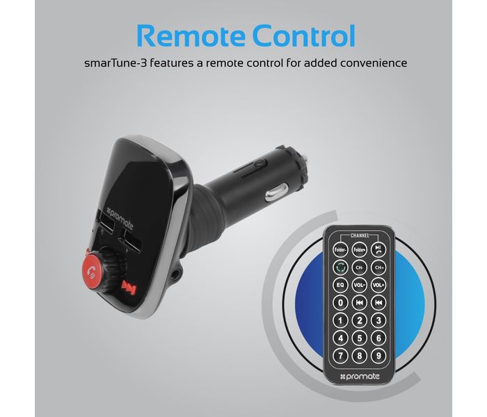 Promate Smartune-3 Wireless In-Car Bluetooth V4.2 FM Transmitter Car Kit with Smart LED Display - Zoom Image 2