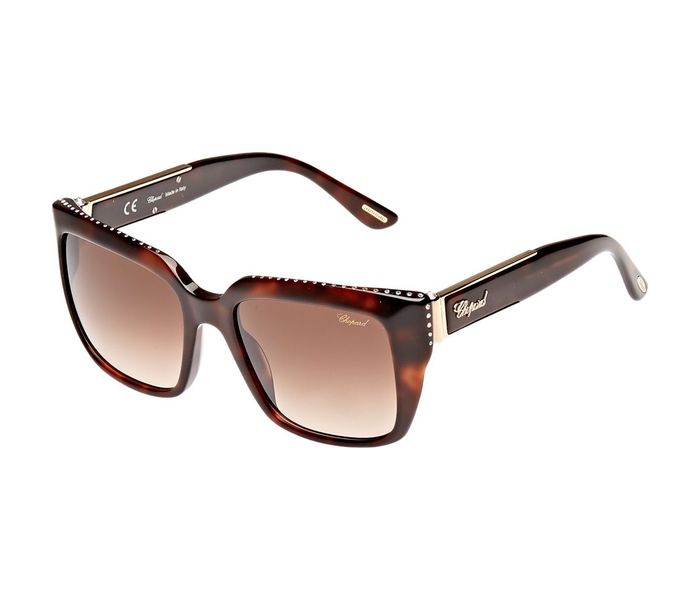 Chopard SCH190S 09XK Wayfarer Shiny Dark Havana Frame & Brown Gradient Mirrored Sunglasses for Women - Zoom Image 4