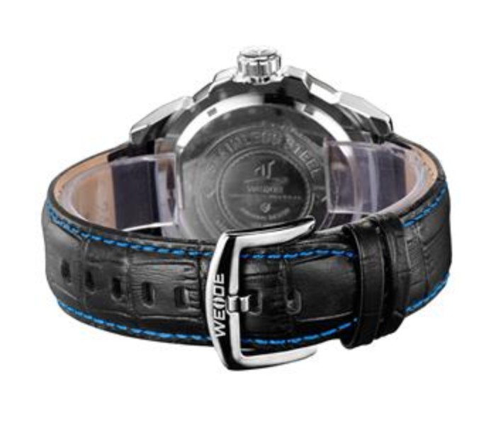 Weide UV 1605LB Mens Analog and Complete Calendar Watch Black and Blue - Zoom Image 3