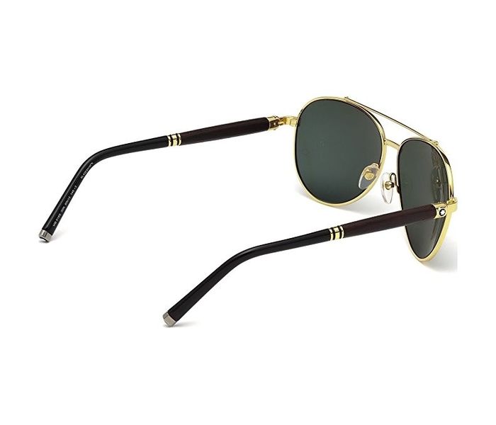 Mont Blanc MB 518S 30N Aviator Shiny Endura Gold & Black Frame and Grey/Green Mirrored Sunglasses for Unisex - Zoom Image 4