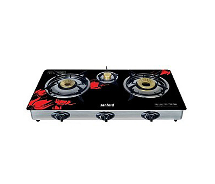 Sanford SF5326GC Glass Triple Burner Gas Stove - Black & Red - Zoom Image