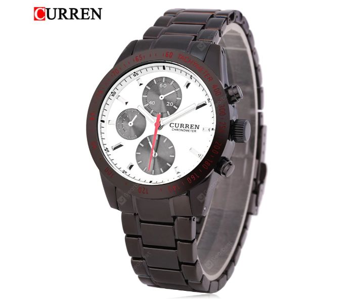 Curren 8016 Stainless Steel Analog Watch For Men White And Black - Zoom Image