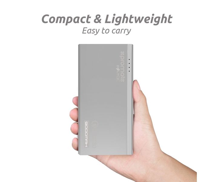 Promate Bolt Quick Charge 9000 mAh 3.0 Dual Port Portable Charger Power Bank, Silver - Zoom Image 3