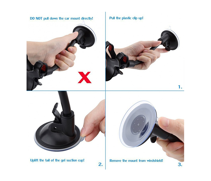 iends IE-HO2275 Windshield Car Mount Clamp Smart Phone Holder - Black - Zoom Image 3