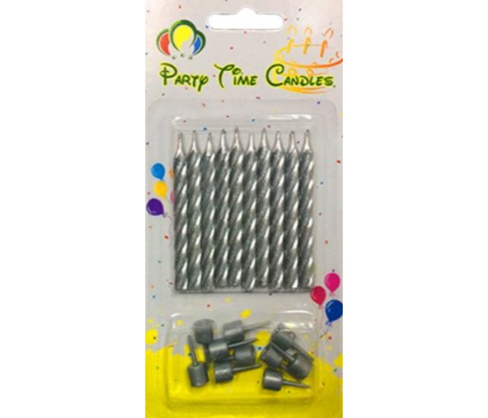 Party Time N002-1 10 Piece Small Birthday Candle Silver - Zoom Image