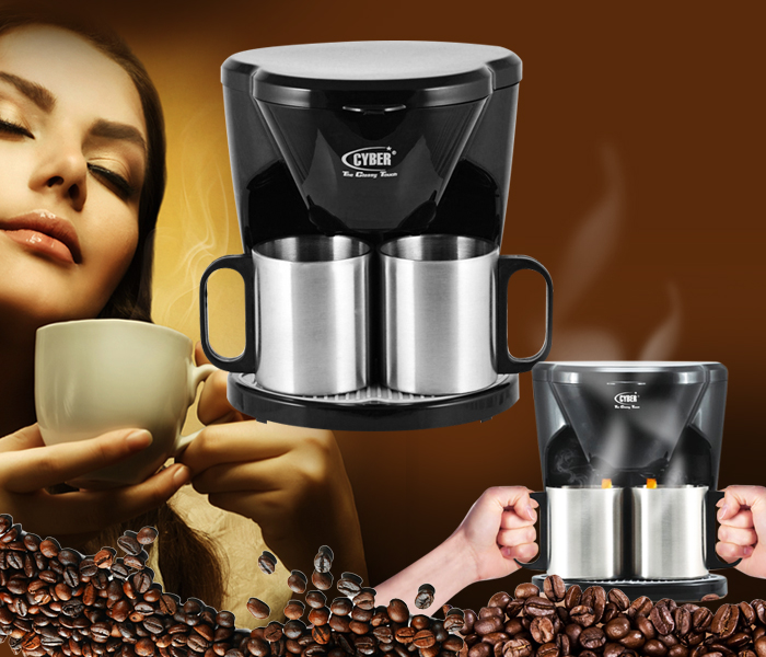 Cyber CYCM-823  2 Pc Cups Coffee Maker - Black and Silver - Zoom Image 1