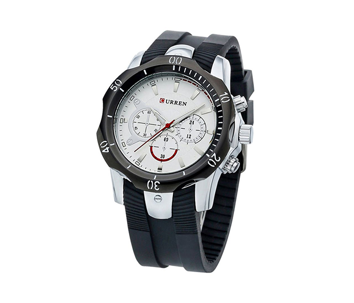 Curren 8163 Silicone Straps Watch For Men - White - Zoom Image