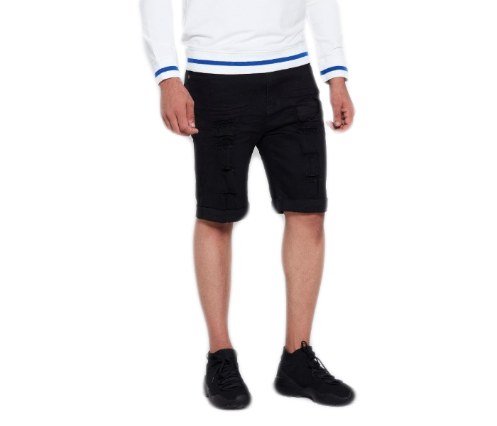 Petro OU10096 Riped Chino Shorts 30- Black - Zoom Image 1