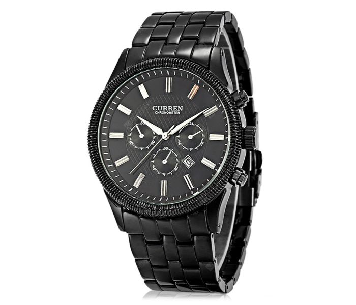 Curren 8058 Stainless Steel Analog Watch For Men Black - Zoom Image