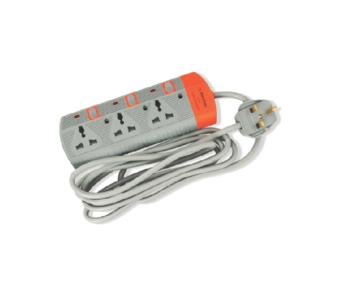 Electron EL-3001 3 Way Extension Socket - Grey & Orange, 2 Meter - Zoom Image