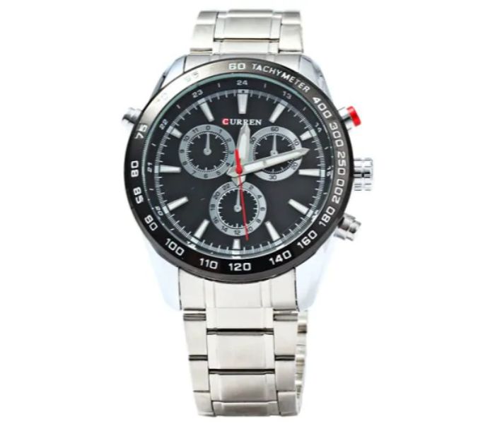 Curren 8189 Stainless Steel Analog Watch For Men Silver And Black - Zoom Image 2