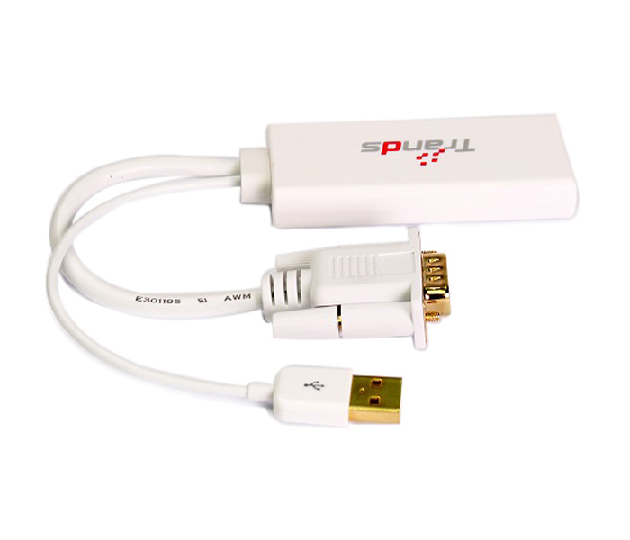 Trands TR-CA5989 VGA to HDMI Adapter - White - Zoom Image 1