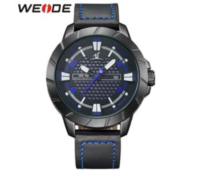 Weide UV 1608LB Mens Analog and Complete Calendar Watch Black and Blue - Zoom Image 4