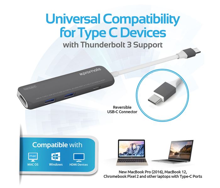 Promate Barhub-C USB Type-C Hub, Grey - Zoom Image 5