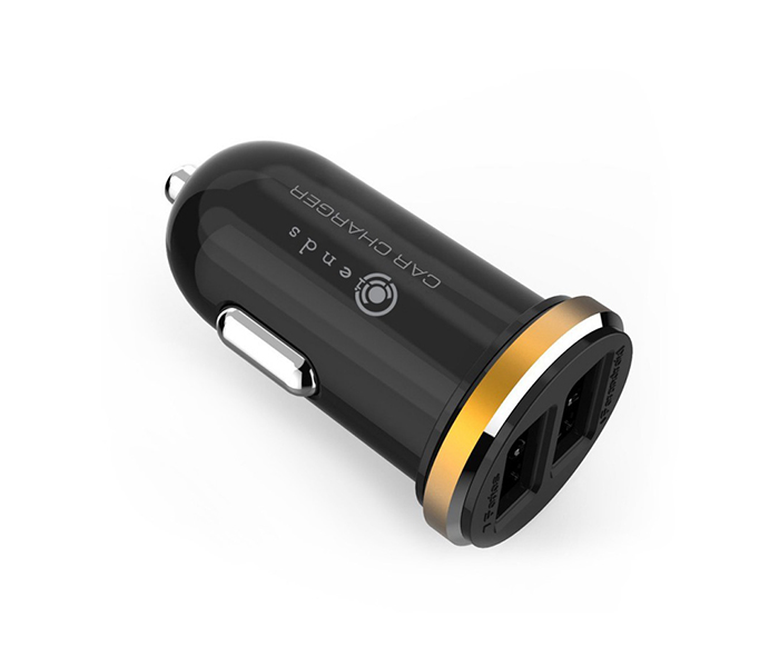 iends IE-AD317 Dual Port USB Car Charger with Micro USB Cable - Black - Zoom Image 2