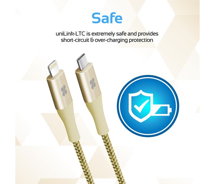 Promate UniLink-LTC2 USB Type-C OTG Cable with Lightning Connector - Gold - Zoom Image 4