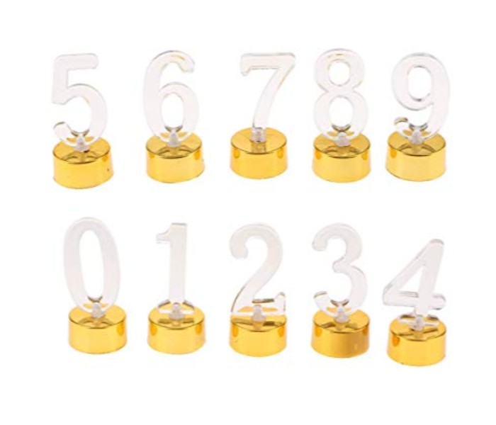 Taqdeer 15-377-4 Home Décor LED Candle Light with 0-9 Digital Number Design Gold - Zoom Image 2