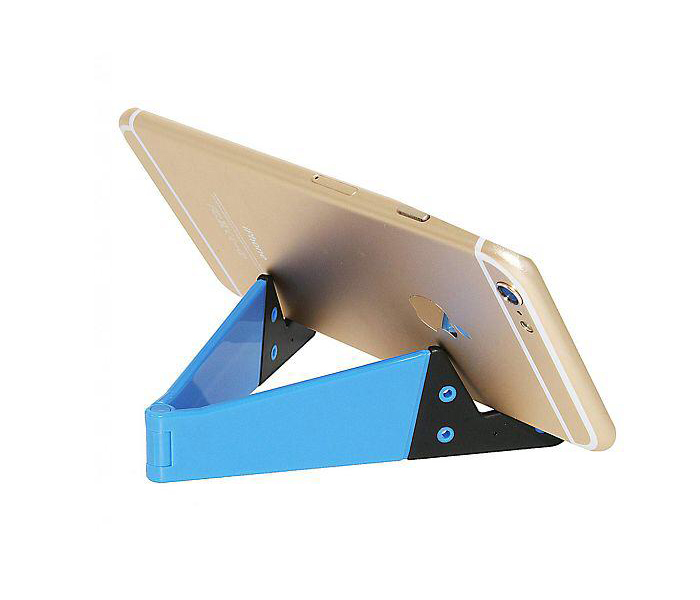 Universal Foldable V Shape Desk Stand Holder For Smartphones & Tablets - Blue - Zoom Image 2