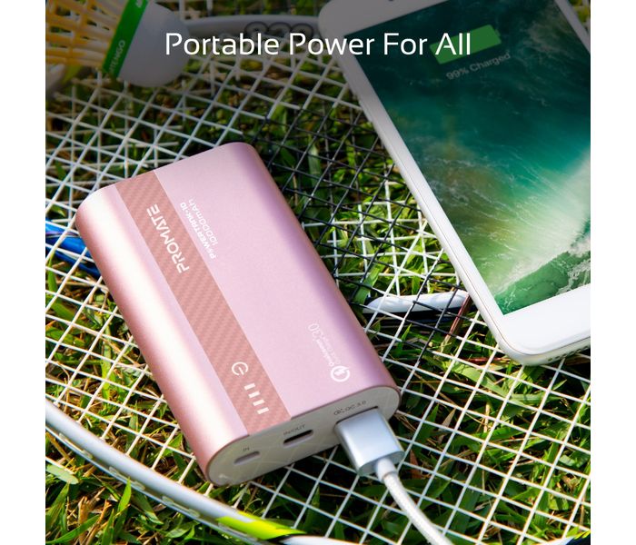 Promate Powertank-10 Portable 10000mAh with QC 3.0 and Over Charging Protection - Rose Gold - Zoom Image 5