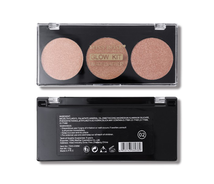 Miss Rose 7003-038M 3 Color Bronzer Glow Kit Highlighter 01 - Zoom Image