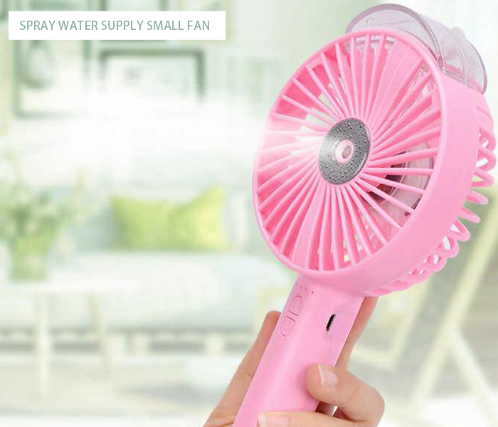 Portable Mini Air Conditioner Rechargeable USB Fan Water Spray - Pink - Zoom Image 3