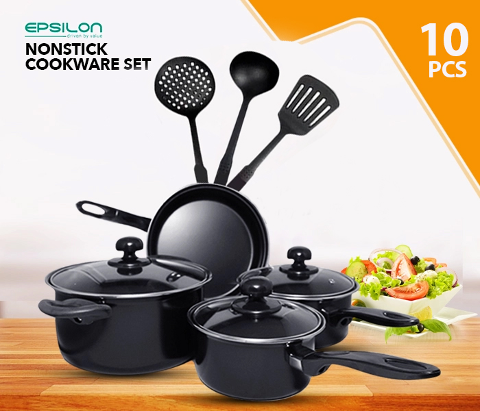 Epsilon EN4691 Nonstick 10 Pc Cookware Set - Black - Zoom Image