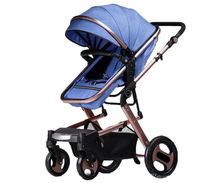 Foldable 2 In 1 Baby Stroller Newborn Carriage AR-134-2 Gold and Blue - Zoom Image 4