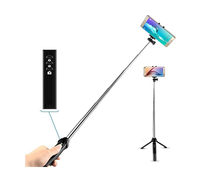 Trands TR-SS869 Bluetooth Tripod Selfie Stick - Silver & Black - Zoom Image 2