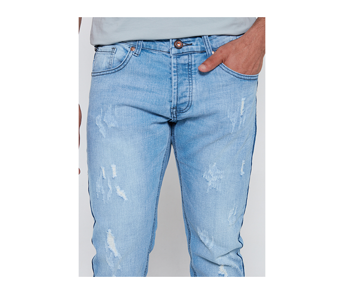 Lynk LY10083 Mid-Rise Slim Fit Distressed Strechable Jeans For Men 31 - Blue - Zoom Image 4