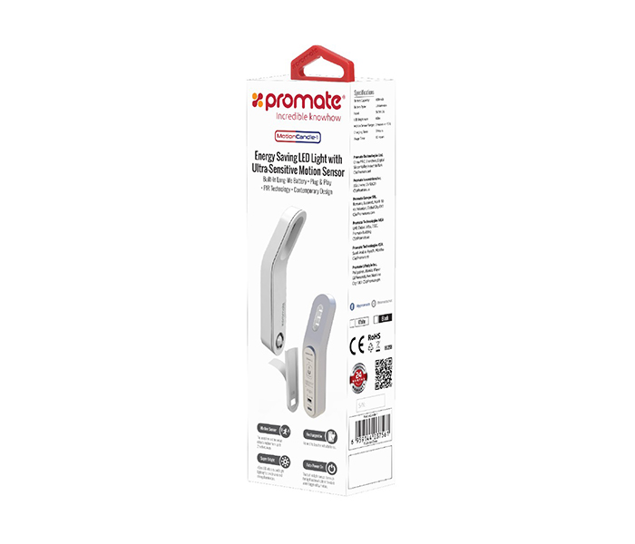 Promate MOTIONCANDLE-1 Energy Saving LED Light with Ultra-Sensitive Motion Sensor - White - Zoom Image 6