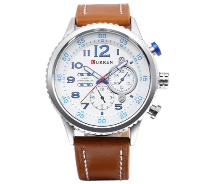 Curren 8179 Casual Analog Quartz Watch For Men Silver And White - Zoom Image 3