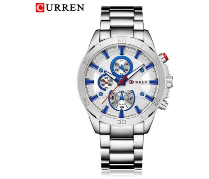 Curren 8275 Analog Business Watch For Men Silver and White - Zoom Image 6