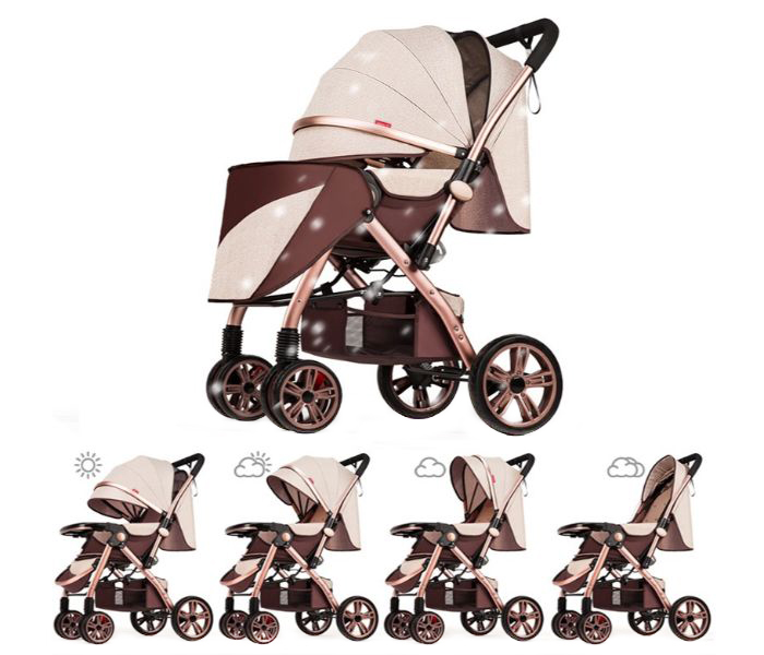 Foldable Anti shock Baby Stroller AR-135-2 Khaki - Zoom Image 4