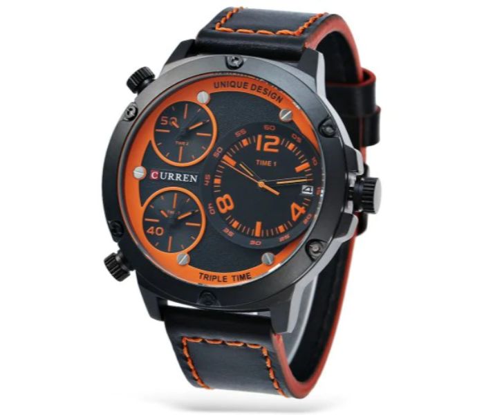 Curren 8262 Casual Quartz Watch For Men Orange And Black - Zoom Image