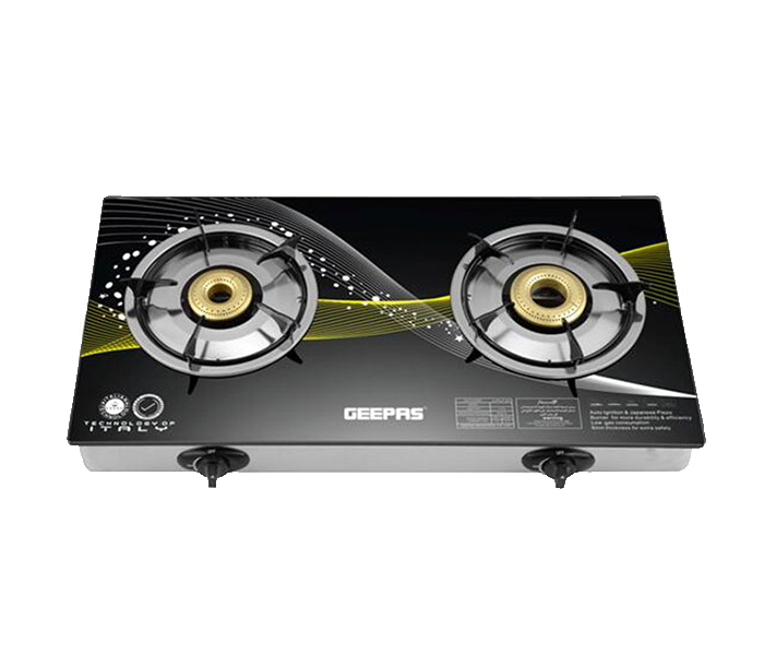 Geepas GK6900 2 Burner Stainless Steel Gas Stove - Black - Zoom Image