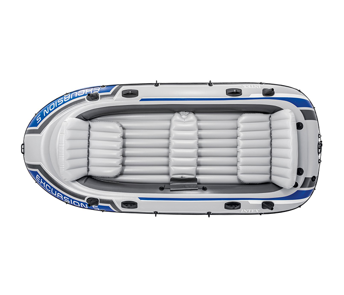 Intex ZX-68325 Inflatable Excursion 5 Persons Portable Boat Set with Oars - Grey - Zoom Image 1