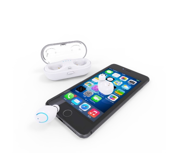 TWS Mini Twin Bluetooth Stereo Earbud with Charging Box Q13S White - Zoom Image 2