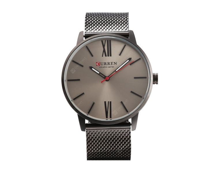 Curren 8238 Ultra Thin Dial Quartz Watch For Men Black and Grey - Zoom Image 2