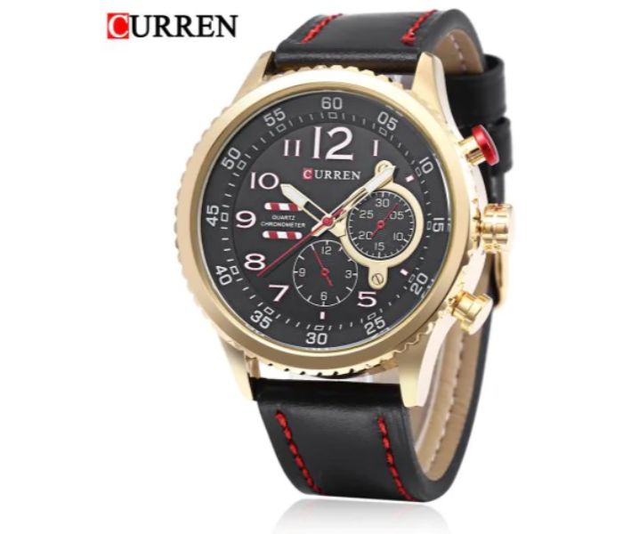 Curren 8179 Casual Analog Quartz Watch For Men Black And Gold - Zoom Image 1