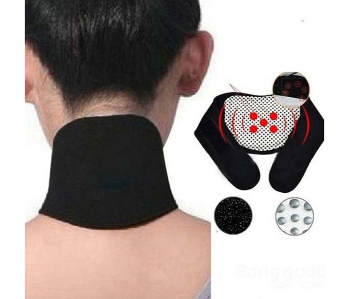 Taqdeer 515 Neck Guard Self Heating Brace Magnetic Therapy Wrap Protect Tourmaline Belt Black - Zoom Image 1