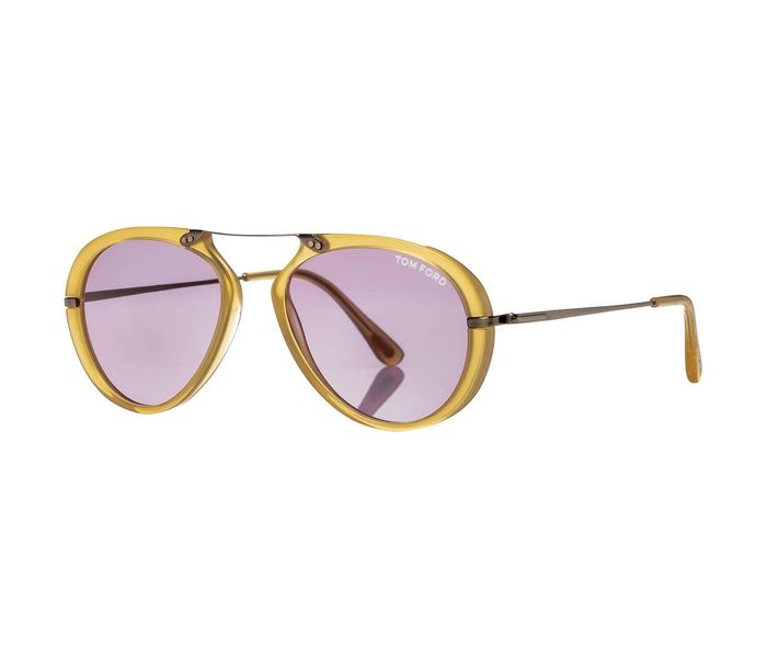 Tomford TF479 39Y Aaron Oval Shiny Yellow Frame & Violet Mirrored Sunglasses for Women - Zoom Image 2