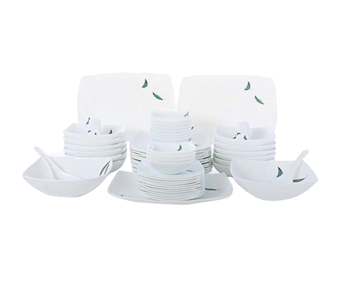 Royalford RF6963 57 Pieces Opal Hard Square Dinner Set - White - Zoom Image