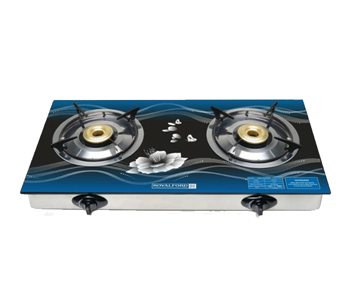 Royalford RF8737 Glass Top Double Gas Burner - Blue - Zoom Image 3